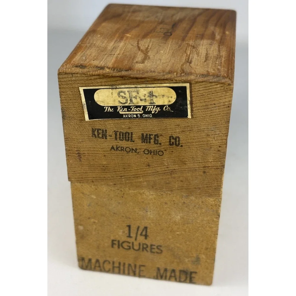 Vtg 1/4 Figures Steel Stamps Numbers 0-9 Machine Made w/ Wood Case Ken Tool SF-1